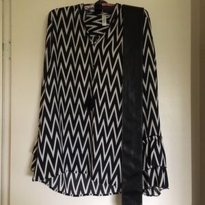 SOLD!  Black and Cream Chevron Blouse